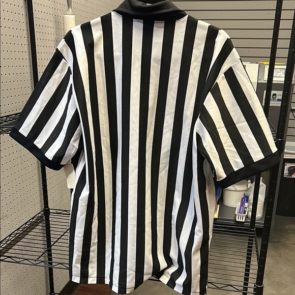 Black and White Striped Casual Button Down Shirt NWOT Referee Style Shirt - Picture 5 of 9